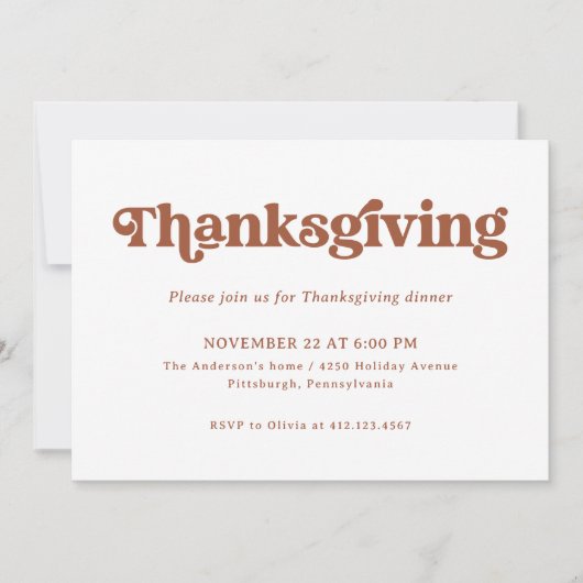 Boho en Retro | Thanksgiving Diner Kaart (Voorkant)