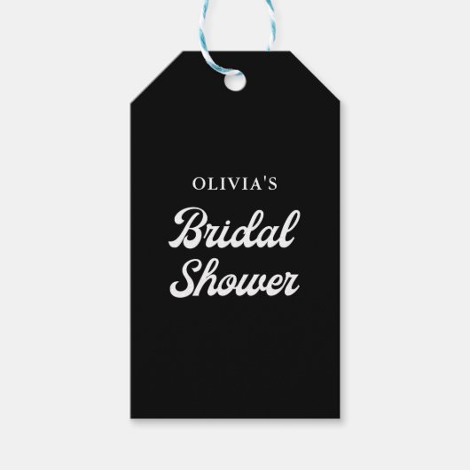 Boho en Retro Zwart | Bruidsdouche  Cadeaulabel (Voorkant)