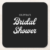 Boho en Retro Zwart | Bruidsdouche  Kartonnen Onderzetters (Voorkant)