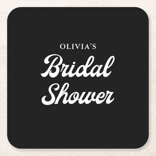 Boho en Retro Zwart | Bruidsdouche  Kartonnen Onderzetters (Voorkant)