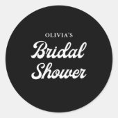 Boho en Retro Zwart | Bruidsdouche Ronde Sticker (Voorkant)