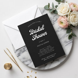 Boho en Retro Zwart | Bruiloftsfeest Kaart