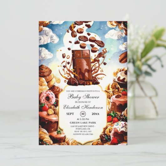 Boho Enchanted Chocolate Baby shower Kaart (Staand voorkant)