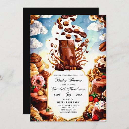 Boho Enchanted Chocolate Baby shower Kaart (Voorkant / Achterkant)