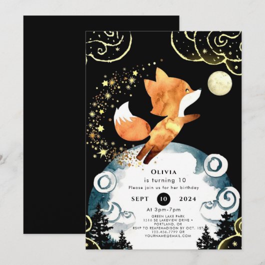 Boho Enchanted Fox Verjaardag Kaart (Voorkant / Achterkant)