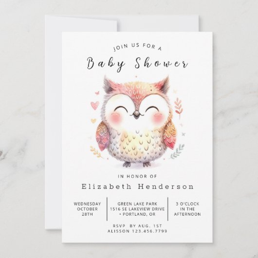 Boho Enchanted Owl Baby shower Kaart (Voorkant)