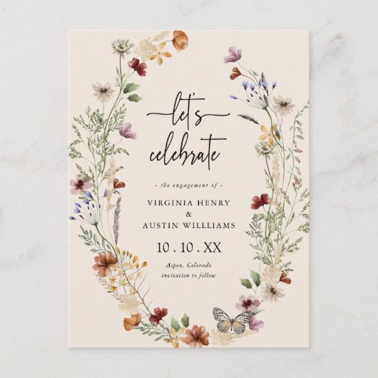 Boho Engagement Party Briefkaart (Voorkant)