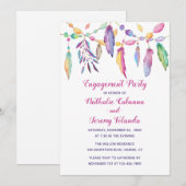 Boho Engagement Party Feathers Native American Kaart (Voorkant / Achterkant)