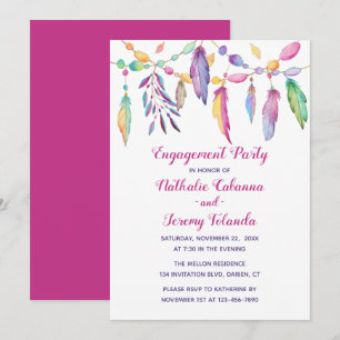 Boho Engagement Party Feathers Native American Kaart