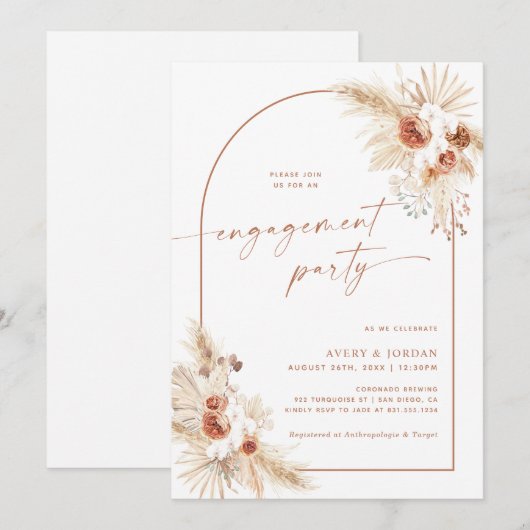 Boho Engagement Party nodigt uit | Kaart voor stel (Voorkant / Achterkant)