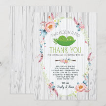 Boho erwten in een pod twin Baby shower dank je ka