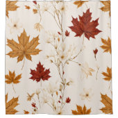 Boho  esdoorn laat winterbloempatroon achter douchegordijn (Voorkant)