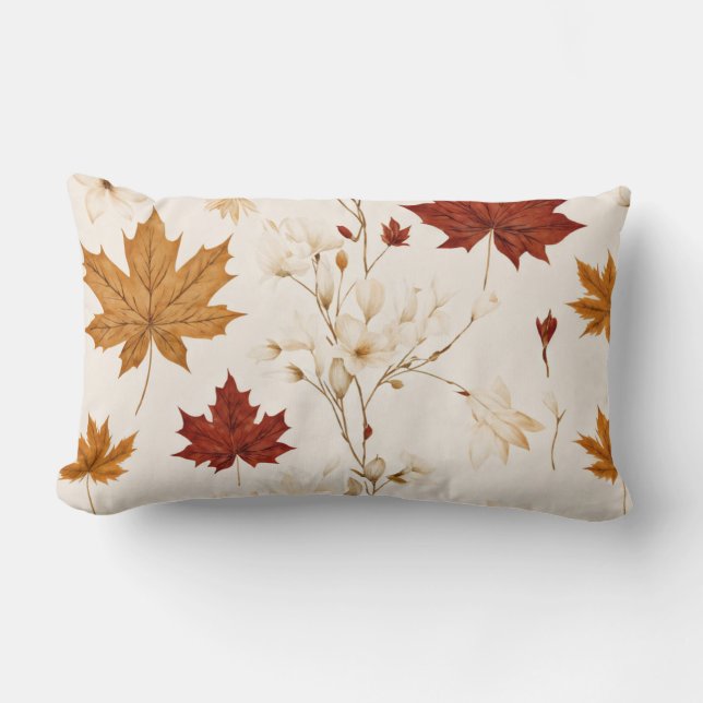 Boho  esdoorn laat winterbloempatroon achter kussen (Voorkant)