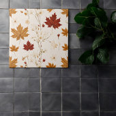 Boho  esdoorn laat winterbloempatroon achter tegeltje