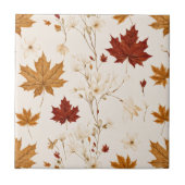 Boho  esdoorn laat winterbloempatroon achter tegeltje (Voorkant)