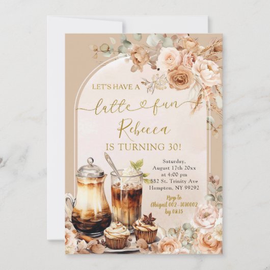 Boho Espresso Martini Latte Volwassene Fun Verjaar Kaart (Voorkant)