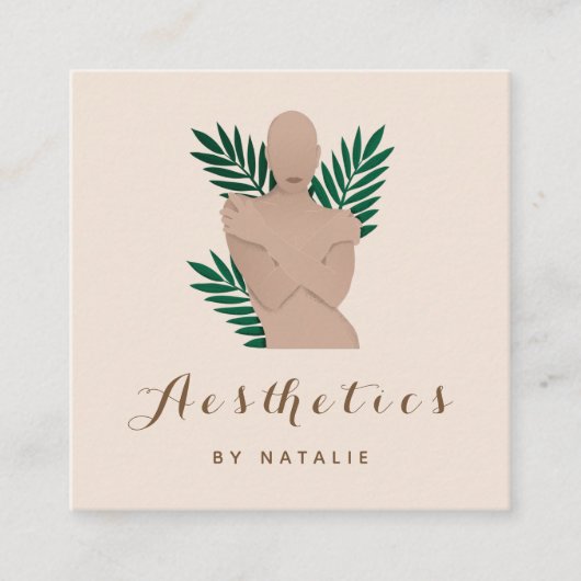 Boho esthetics Girl Body Silhouette Social Media Vierkante Visitekaartje (Voorkant)