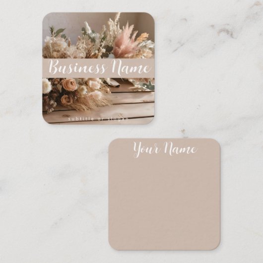 Boho | esthetisch | gedroogde bloem | Visitekaartj Vierkante Visitekaartje (Voorkant / Achterkant)