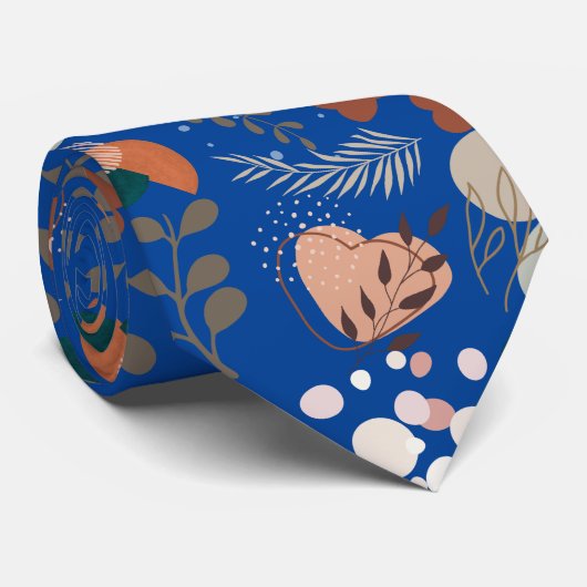 BOHO esthetisch patroon A10 blauw BG Stropdas (Opgerold)