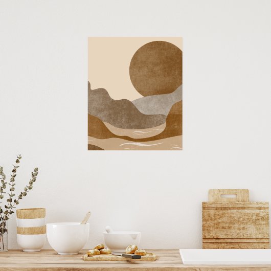 Boho esthetische berglandschap moderne kunst poster (Keuken)