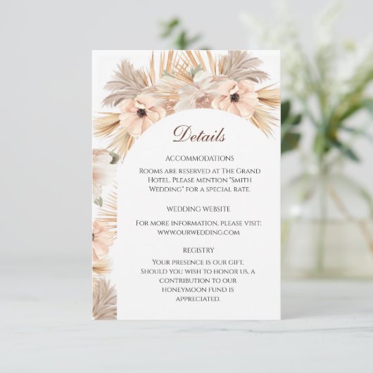 Boho esthetische halve boog woestijn botanische de informatiekaartje (Staand voorkant)