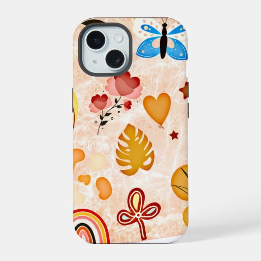 Boho Esthetische Stickers Collage Telefoonhoes iPhone 15 Case (Achterkant)