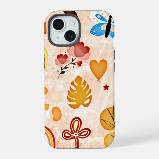 Boho Esthetische Stickers Collage Telefoonhoes iPhone 15 Case (Achterkant)