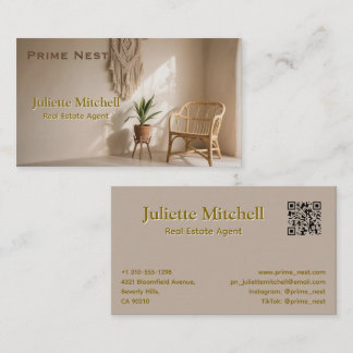 Boho Esthetische Vastgoedmakelaar Bedrijfskaart Visitekaartje
