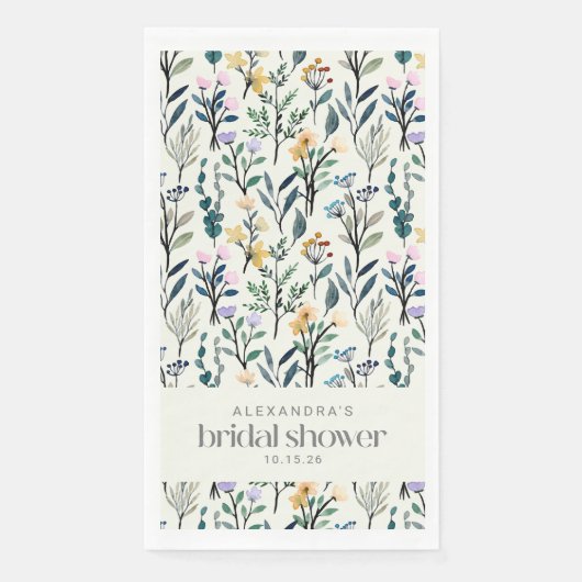 Boho esthetische waterverf wilde bloem douche  servet (Voorkant)