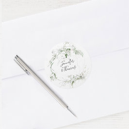 Boho Etheral Garden Greenery Botanical Wedding Ronde Sticker