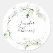 Boho Etheral Garden Greenery Botanical Wedding Ronde Sticker (Voorkant)