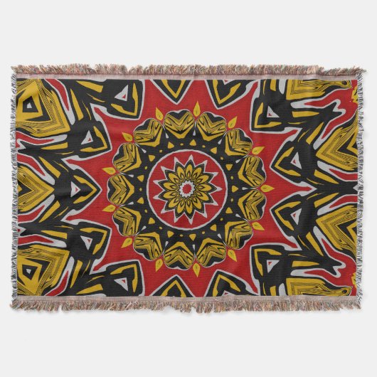 Boho Etnisch Geïnspireerde Mozaïek Mandala Kunst Deken (Voorkant)