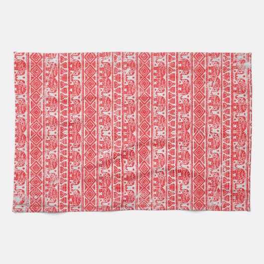 Boho etnisch olifantenpatroon theedoek (Horizontaal)