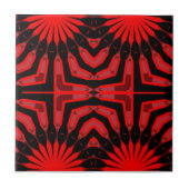 Boho Etnisch Rood en Zwart Geometrisch Patroon Tegeltje (Voorkant)