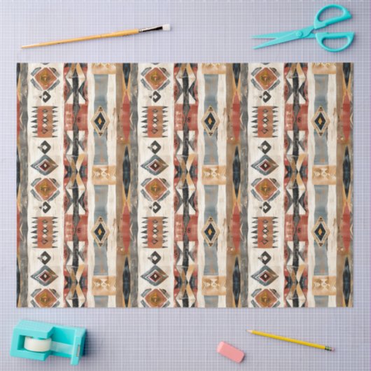 Boho etnisch stamboomontwerp aardse kleuren tissuepapier (Craft)
