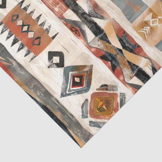 Boho etnisch stamboomontwerp aardse kleuren tissuepapier (Detail)