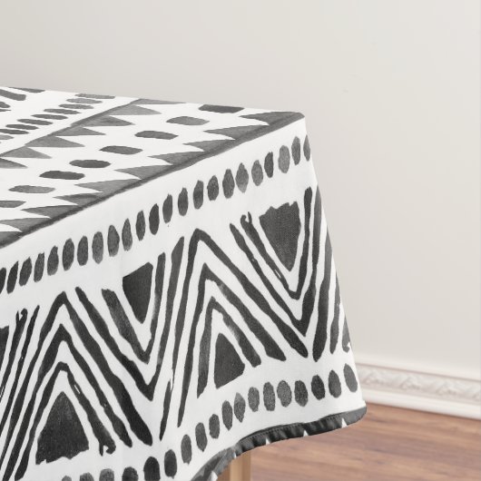 Boho Etnisch Tafelkleed – Tribal Zwart & Wit (Voorbeeld)