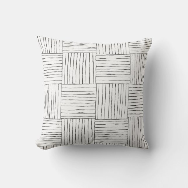 Boho Etnisch Zwart-Wit Sierkussen (Voorkant)