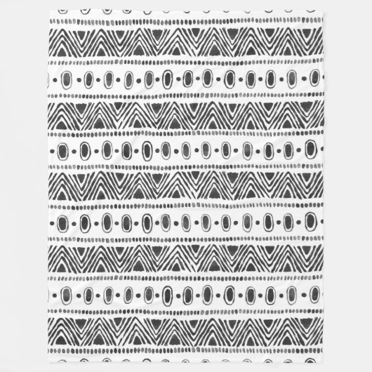 Boho Etnische Fleece Deken – Zwart & Wit (Voorkant)