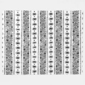 Boho Etnische Fleece Deken – Zwart & Wit (Voorkant (Horizontaal))