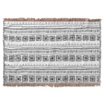 Boho Etnische Gooi Deken – Zwart & Wit