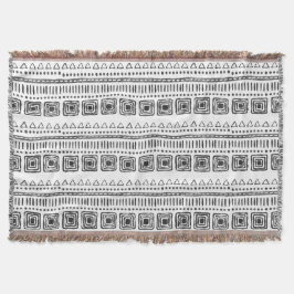 Boho Etnische Gooi Deken – Zwart & Wit