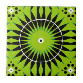 Boho Etnische Lime Groen Zwart Geometrisch Patroon Tegeltje (Voorkant)