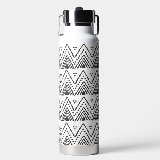 Boho Etnische Waterfles - Zwart & Wit (Voorkant)