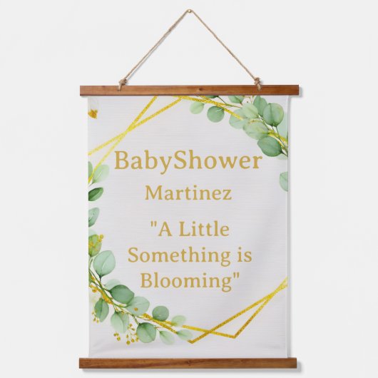 Boho Eucalyptus and Gold Baby Shower Backdrop Tape Hangend Wandkleed (Voorkant)