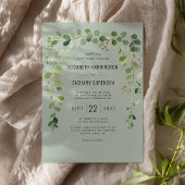 Boho Eucalyptus Arch Sage Green Rustic Wedding Kaart
