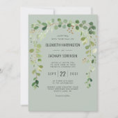 Boho Eucalyptus Arch Sage Green Rustic Wedding Kaart (Voorkant)