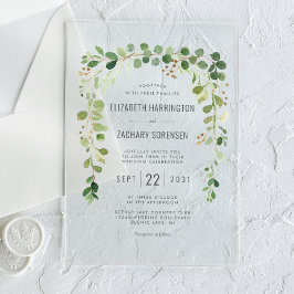 Boho Eucalyptus Arch Wedding Acryl Uitnodigingen