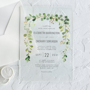 Boho Eucalyptus Arch Wedding Acryl Uitnodigingen