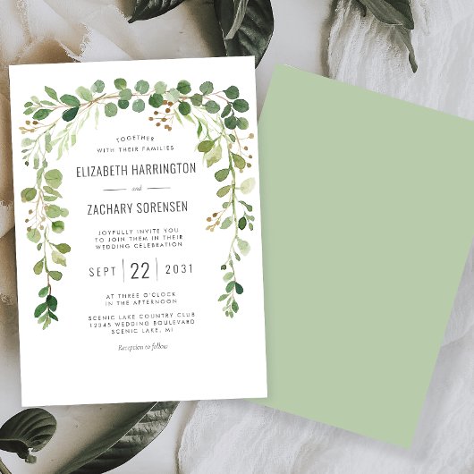 Boho Eucalyptus Arch Wedding Kaart